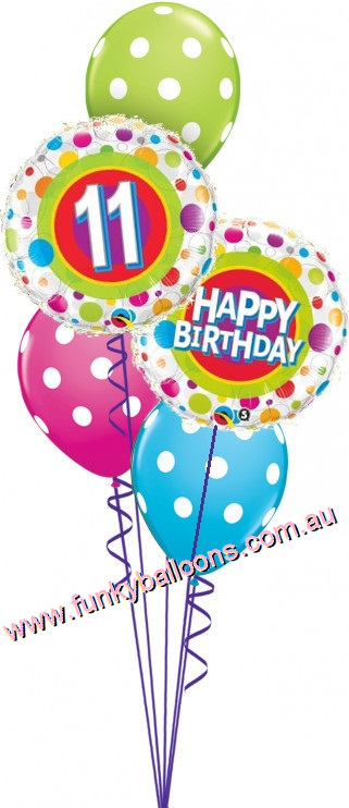 (image for) 11th Birthday Colourful Dots Bouquet - Click Image to Close
