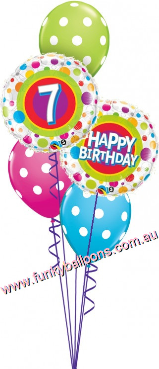 (image for) 7th Birthday Colourful Dots Bouquet - Click Image to Close