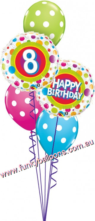 (image for) 8th Birthday Colourful Dots Bouquet - Click Image to Close