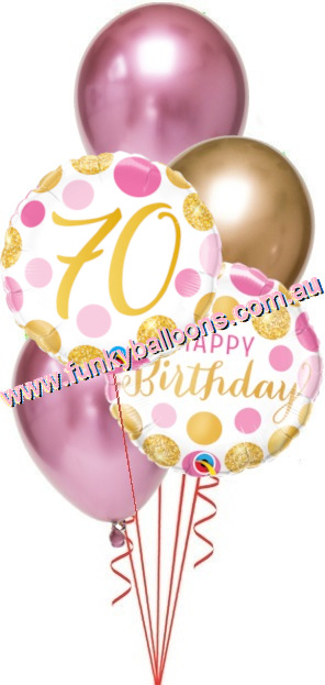 (image for) 70th Birthday Gold + Pink Chrome Bouquet