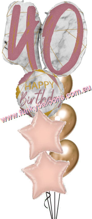 (image for) 40th Jumbo Marble Rose Gold Birthday Bouquet - Click Image to Close