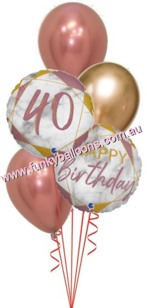 (image for) 40th Marble Rose Gold + Chromes Birthday Bouquet - Click Image to Close