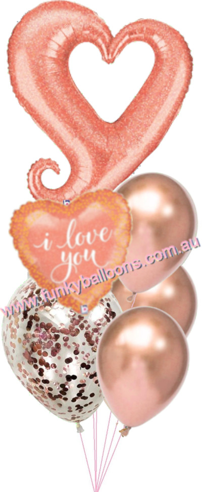 (image for) Rose Gold Chain of Hearts Sparkling Balloon Bouquet - Click Image to Close