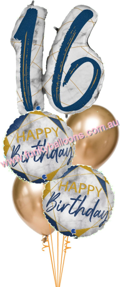 (image for) 16th Deluxe Marble Blue Birthday Bouquet