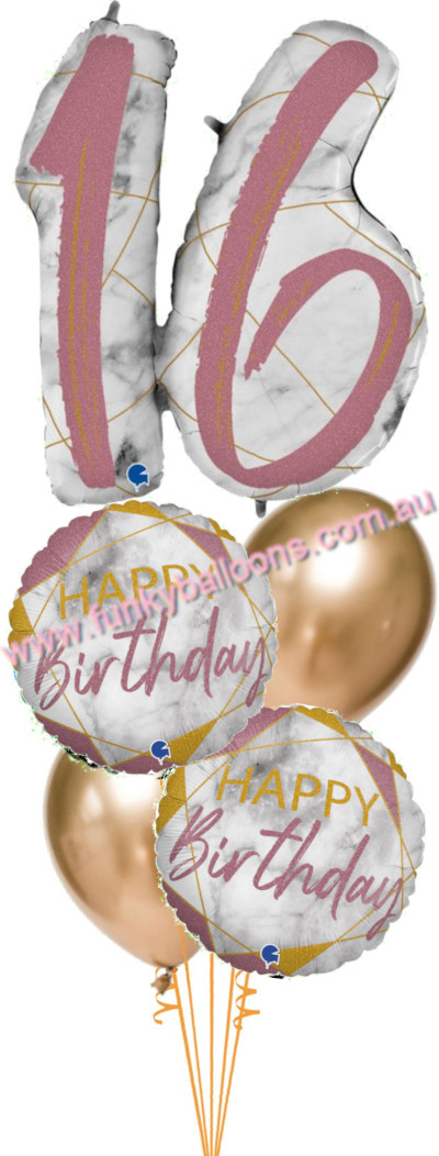 (image for) 16th Deluxe Marble Rose Gold Birthday Bouquet