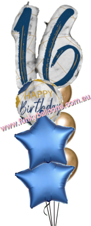 (image for) 16th Jumbo Marble Blue Birthday Bouquet
