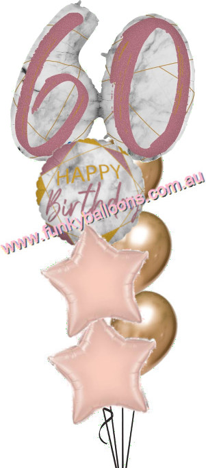 (image for) 60th Jumbo Marble Rose Gold Birthday Bouquet