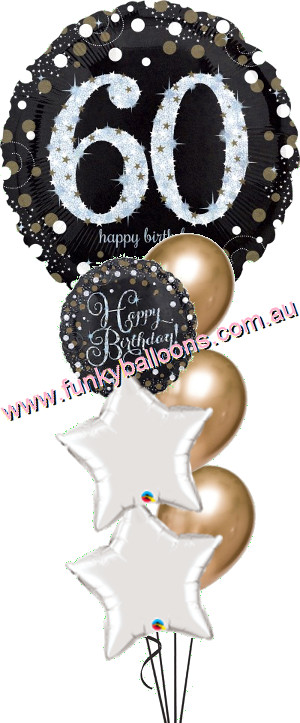 (image for) 60th Jumbo Golden Sparkling Birthday Bouquet